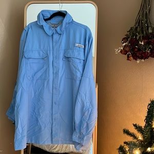 HABIT men’s UPFRONT 40+ protection long sleeve fishing shirt Blue